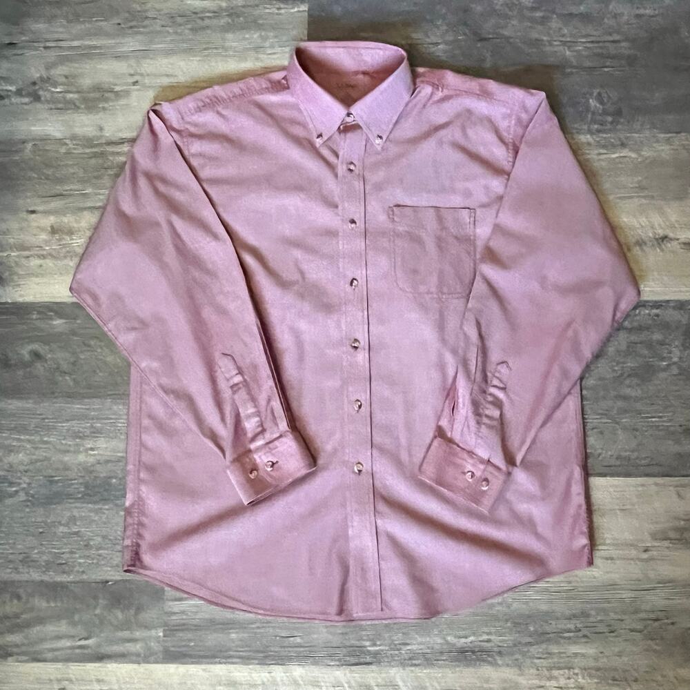 LL Bean Men's L Purple Button Down Shirt 100% Cotton Long Sleeve Pocket